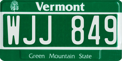 VT license plate WJJ849