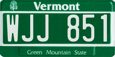 VT license plate WJJ851