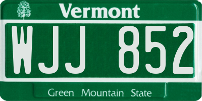 VT license plate WJJ852