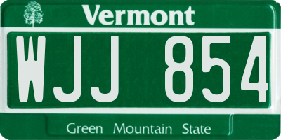 VT license plate WJJ854