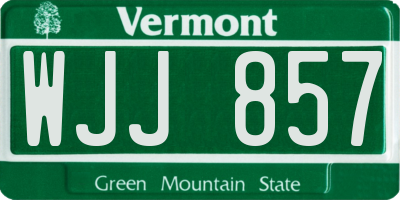 VT license plate WJJ857