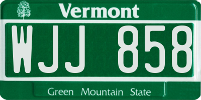 VT license plate WJJ858