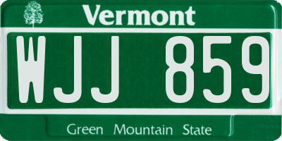 VT license plate WJJ859