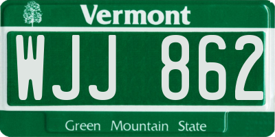 VT license plate WJJ862