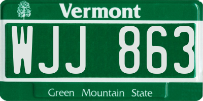VT license plate WJJ863