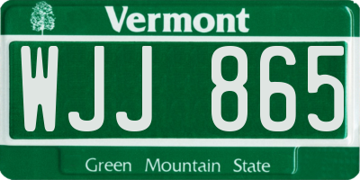 VT license plate WJJ865