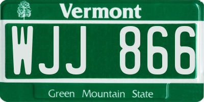 VT license plate WJJ866