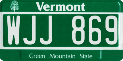 VT license plate WJJ869