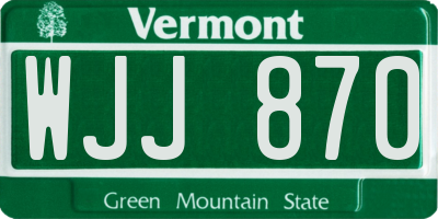 VT license plate WJJ870