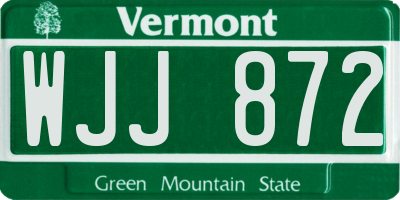 VT license plate WJJ872
