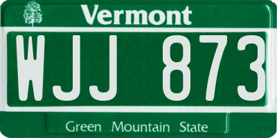 VT license plate WJJ873