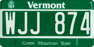 VT license plate WJJ874