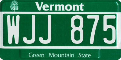 VT license plate WJJ875