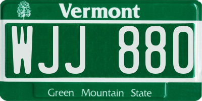 VT license plate WJJ880