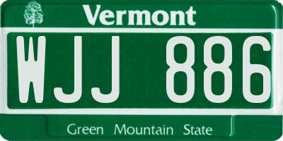 VT license plate WJJ886