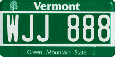 VT license plate WJJ888