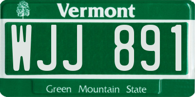 VT license plate WJJ891