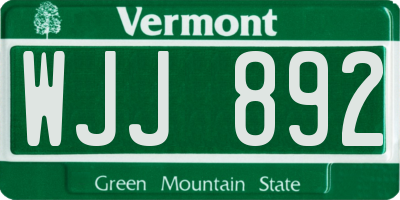 VT license plate WJJ892