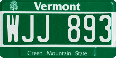 VT license plate WJJ893