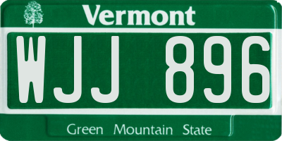 VT license plate WJJ896