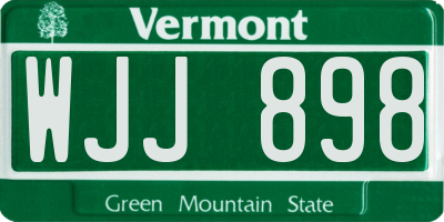 VT license plate WJJ898