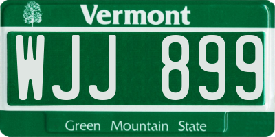 VT license plate WJJ899