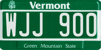 VT license plate WJJ900