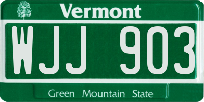 VT license plate WJJ903