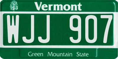 VT license plate WJJ907