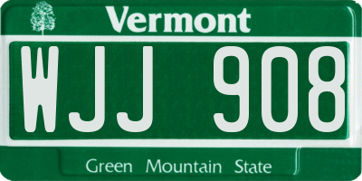 VT license plate WJJ908