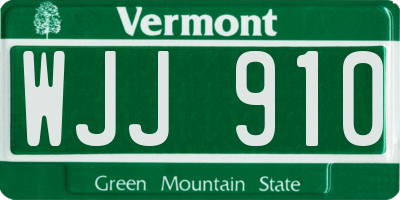 VT license plate WJJ910