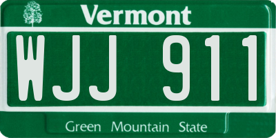 VT license plate WJJ911