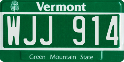 VT license plate WJJ914