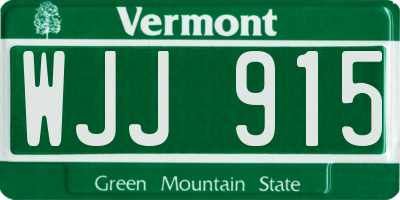 VT license plate WJJ915