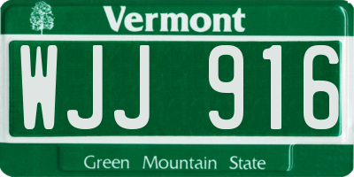 VT license plate WJJ916