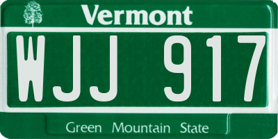 VT license plate WJJ917
