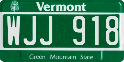 VT license plate WJJ918