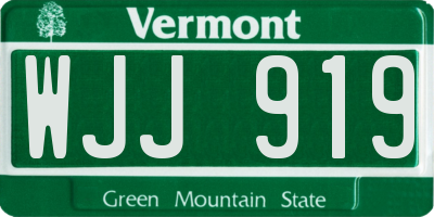 VT license plate WJJ919