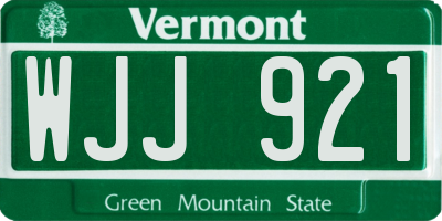 VT license plate WJJ921