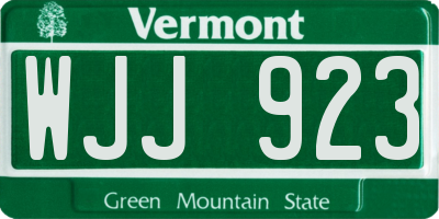 VT license plate WJJ923