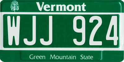 VT license plate WJJ924