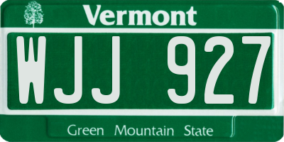 VT license plate WJJ927