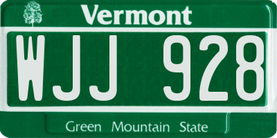 VT license plate WJJ928
