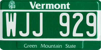 VT license plate WJJ929