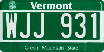 VT license plate WJJ931