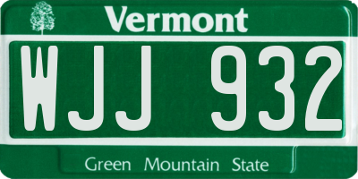 VT license plate WJJ932