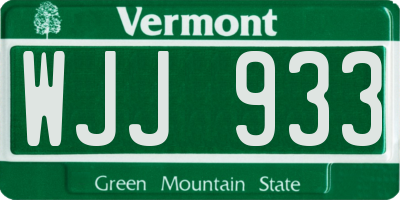 VT license plate WJJ933