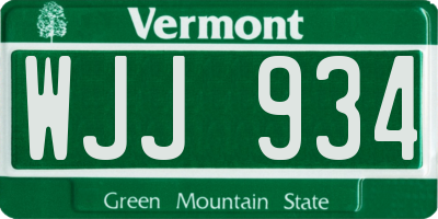 VT license plate WJJ934
