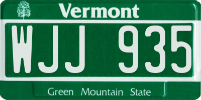 VT license plate WJJ935