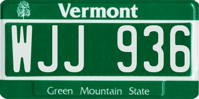 VT license plate WJJ936